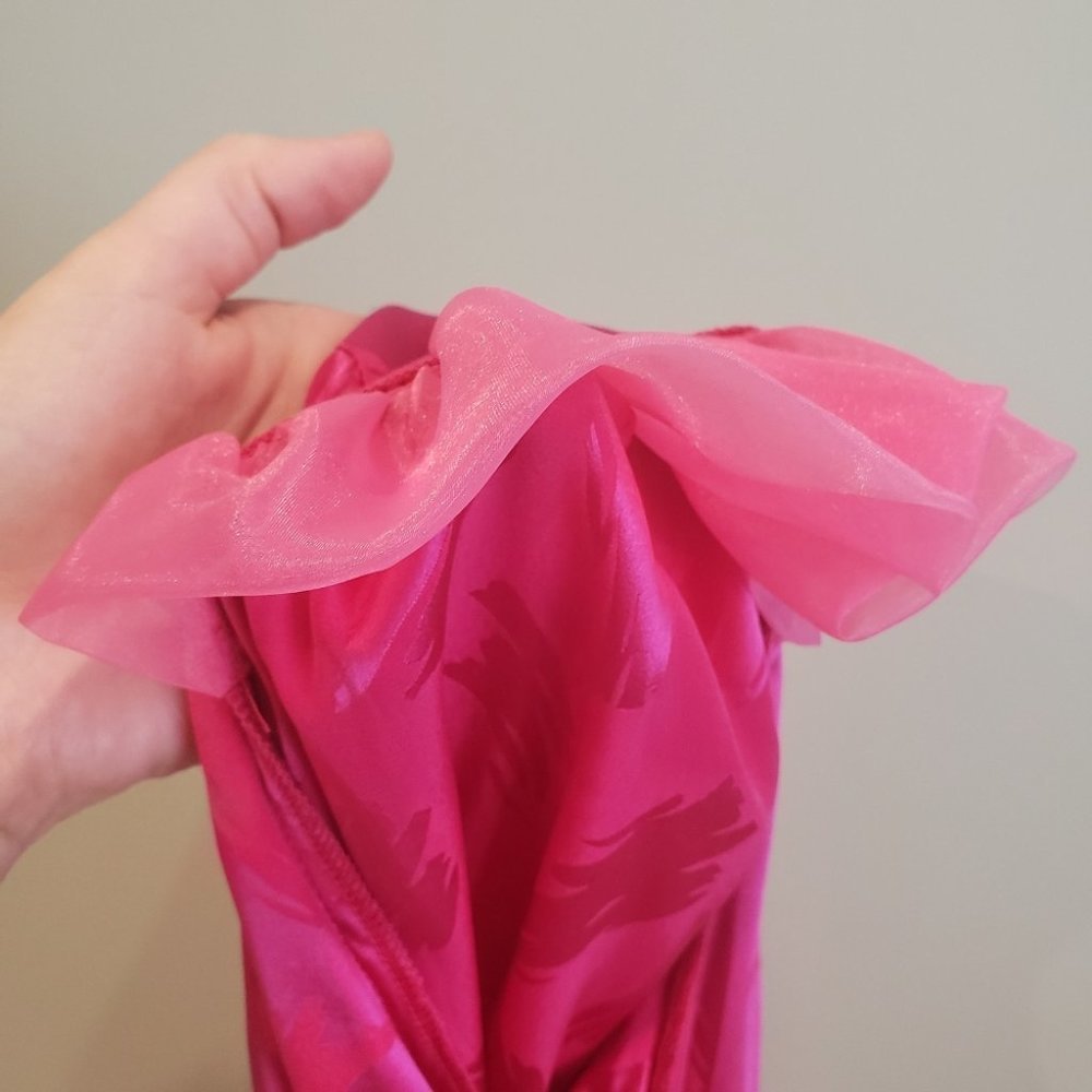 Ronny Kobo Collection Fuchsia Pink Satin Long Sleeve Wrap Blouse - Picture 6 of 10